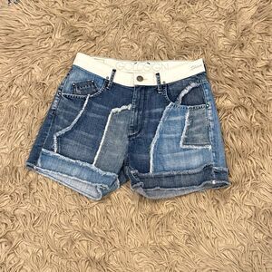 Goldsign denim patchwork shorts
